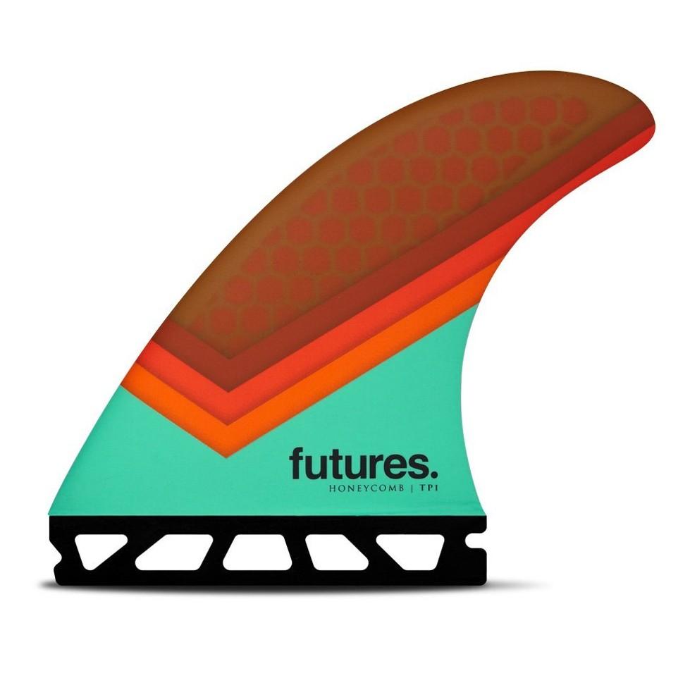 Futures TP1 Large HC - Teal/Orange/Brown Surfboard Fins Futures