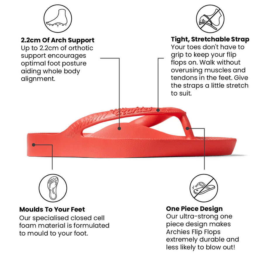 Archies Arch Support Thongs in Coral