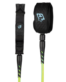 Creatures Reliance 2.0 6ft surfboard leash in Pine Lime Twist Black