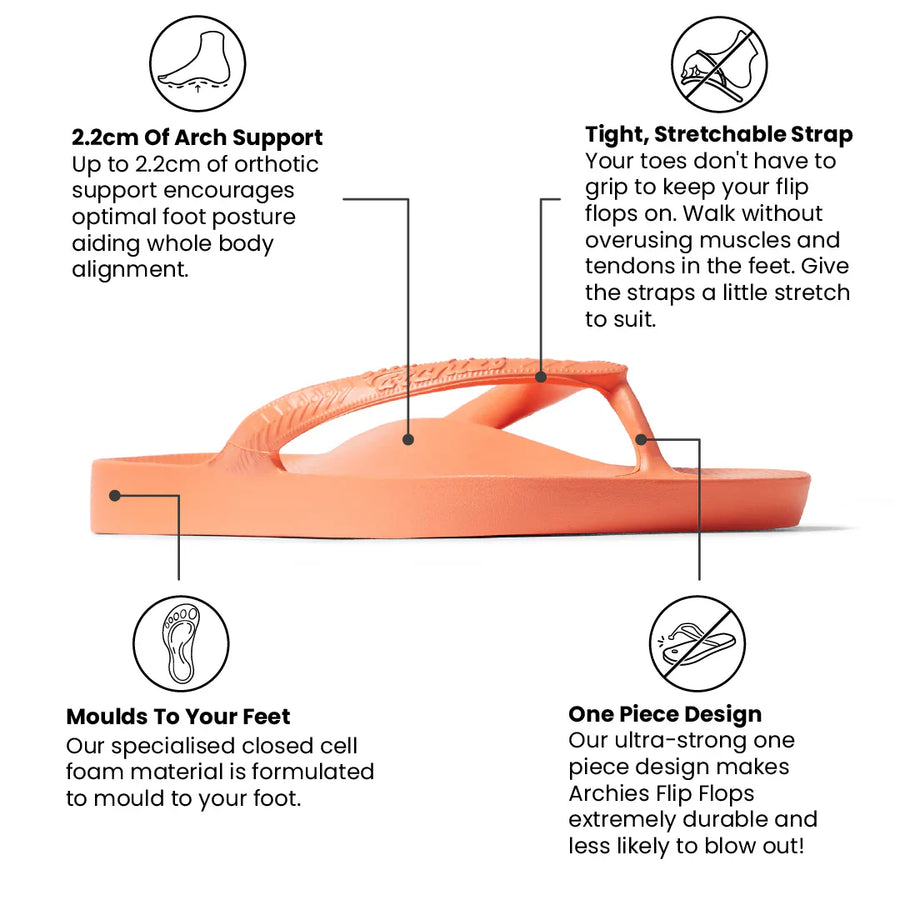 Archies Arch Support Thongs in Peach