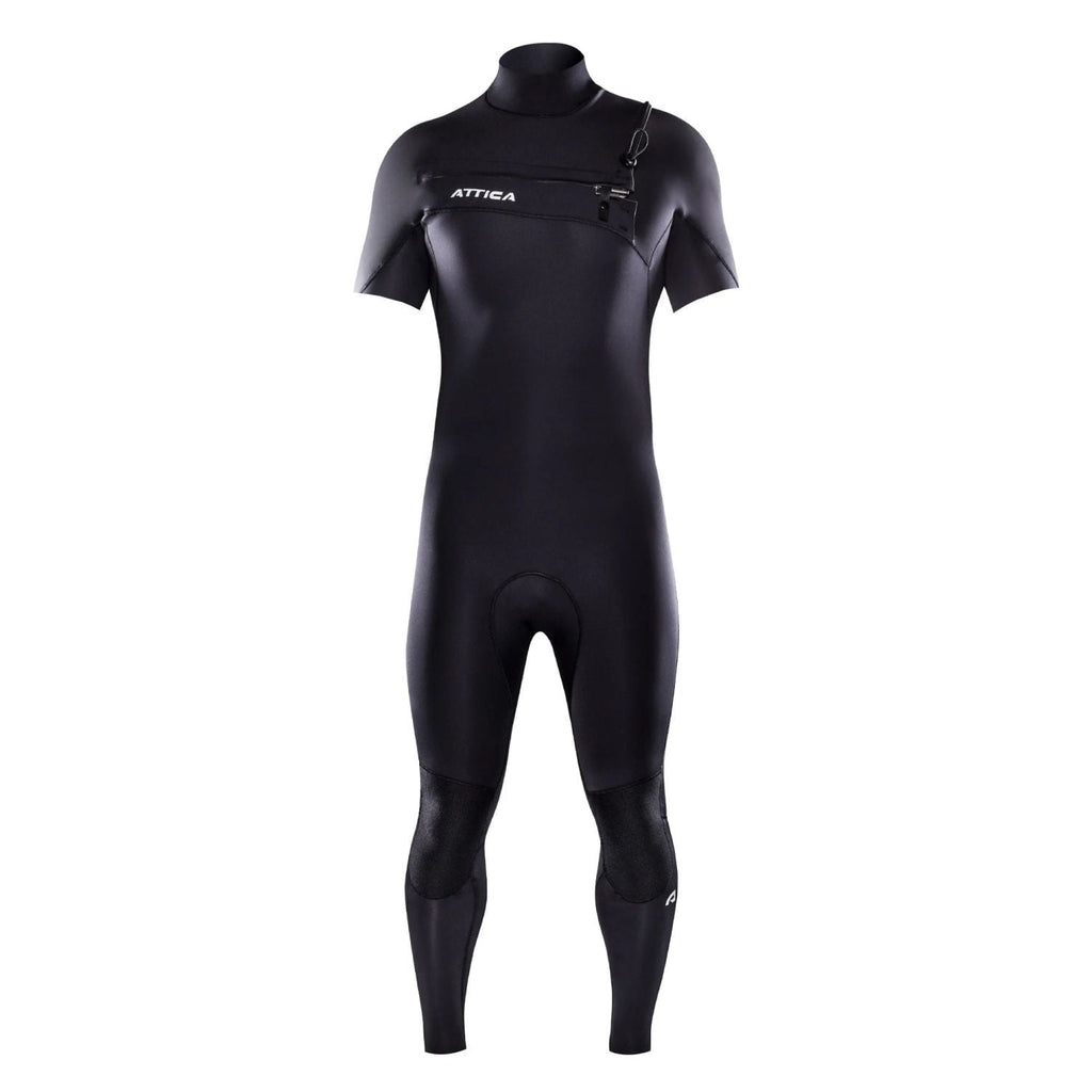 Attica Omega Chest Zip 3/2 Short Sleeve Steamer: Black/White Mens Wetsuits Attica S 