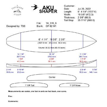 AkuShaper HP Shortboard Style 22
