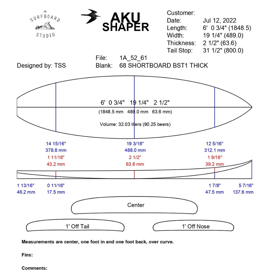 AkuShaper HP Shortboard Style 7