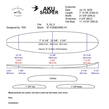AkuShaper Minimal/Funboard Style 6