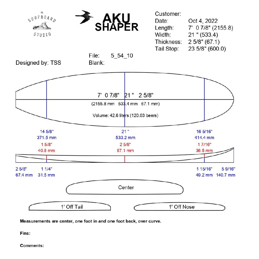 AkuShaper Minimal/Funboard Style 10