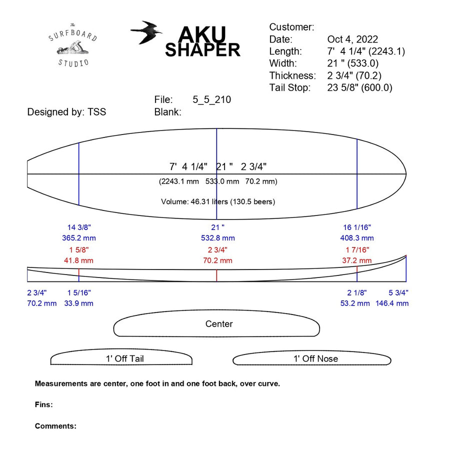 AkuShaper Minimal/Funboard Style 7